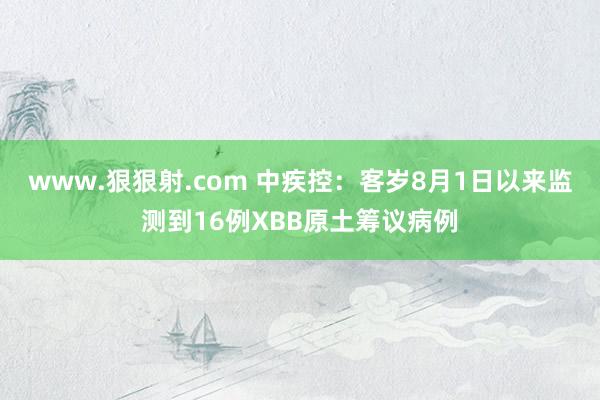 www.狠狠射.com 中疾控：客岁8月1日以来监测到16例XBB原土筹议病例