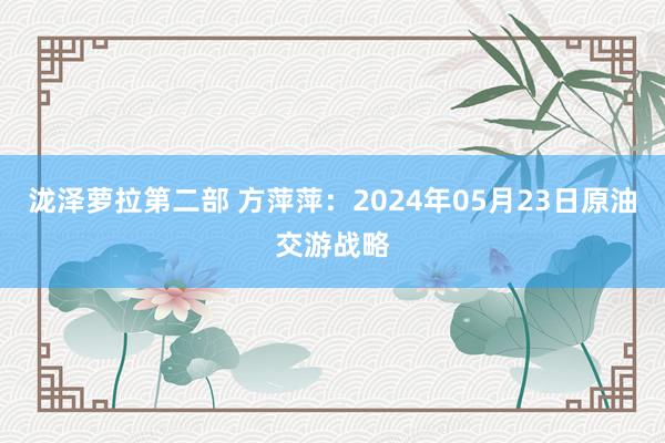 泷泽萝拉第二部 方萍萍：2024年05月23日原油交游战略