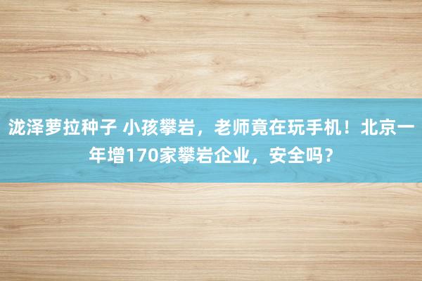 泷泽萝拉种子 小孩攀岩，老师竟在玩手机！北京一年增170家攀岩企业，安全吗？